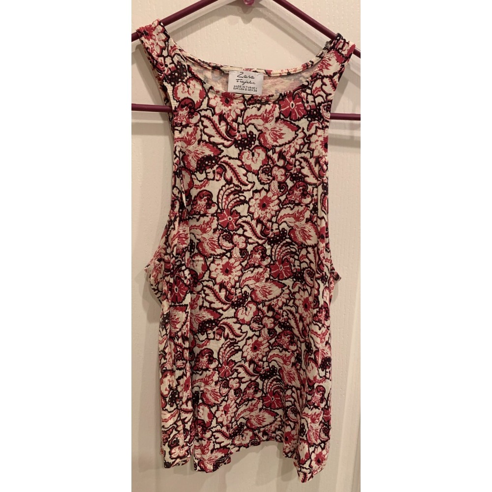 Zara Trafalnc Tank Top Floral Sz S